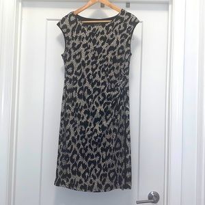 CONNECTED APPAREL Animal Print Dress - Black, White, and Tan - Size 8P